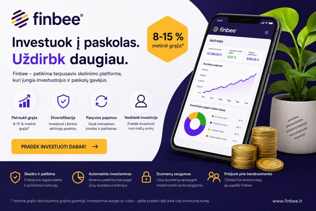 Finbee – tai Lietuvoje veikianti tarpusavio skolinimo (P2P) platforma