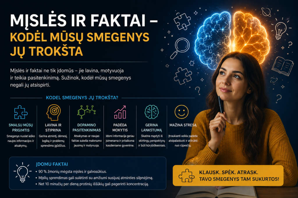 Mįslės ir smegenys ką jos mėgsta